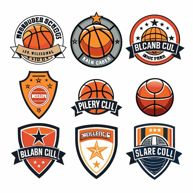 Vector basketball logos collection unique emblems for sports teams and branding