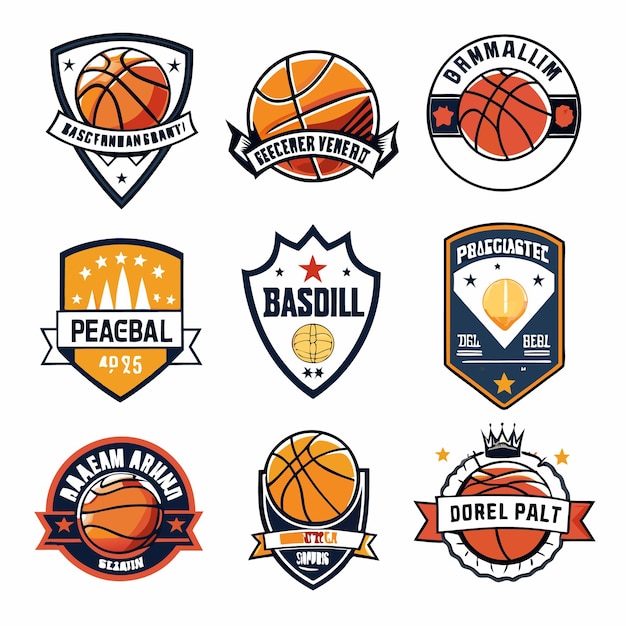 Vector basketball logos collection unique emblems for sports teams and branding