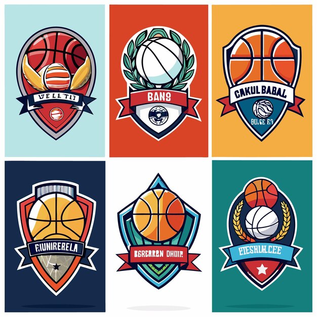 Vector basketball logos collection unique emblems for sports teams and branding