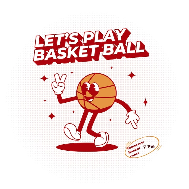 Basketball mascot retro illustration tshirt design