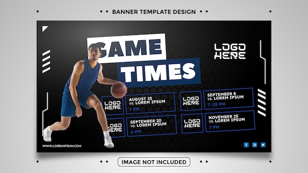 Vector basketball match schedule premium banner design