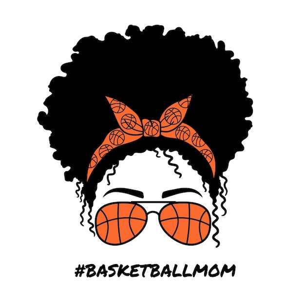 Basketball Mom Women with aviator glasses bandana Afro Women