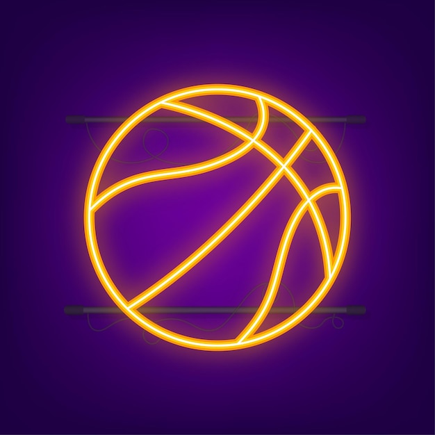 Basketball neon icon. Basketball, team game and sport concept. Vector stock illustration.