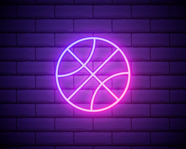 Basketball neon icon vector design element Basketball symbol neon light banner design element colorful modern design trend night bright advertising bright sign Vector illustration