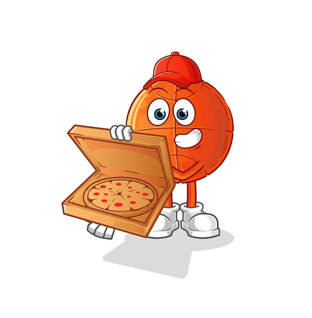 Basketball pizza delivery boy vector. cartoon character