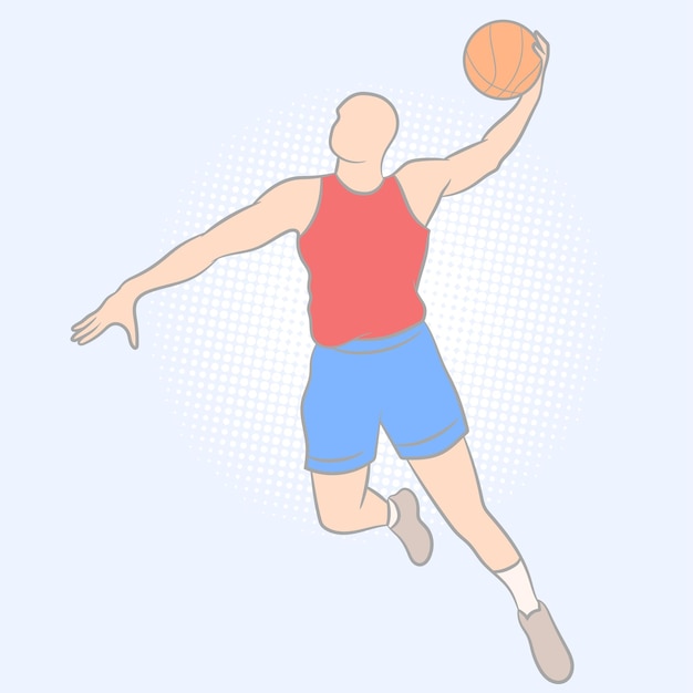 Basketball player in action is flying high