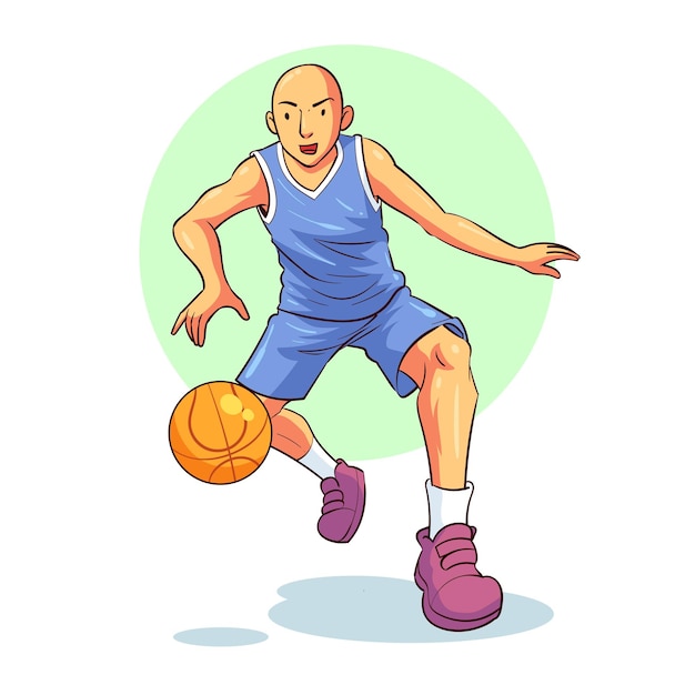 a basketball player dribbling the ball