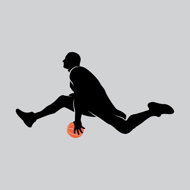 Vector basketball player movement pose silhouette vector