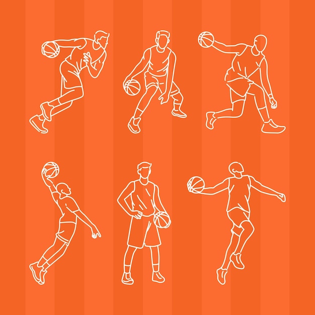 Basketball Player Pose Character Vector Illustration