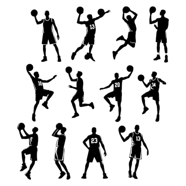 Vector basketball player silhouette vector set art illustration