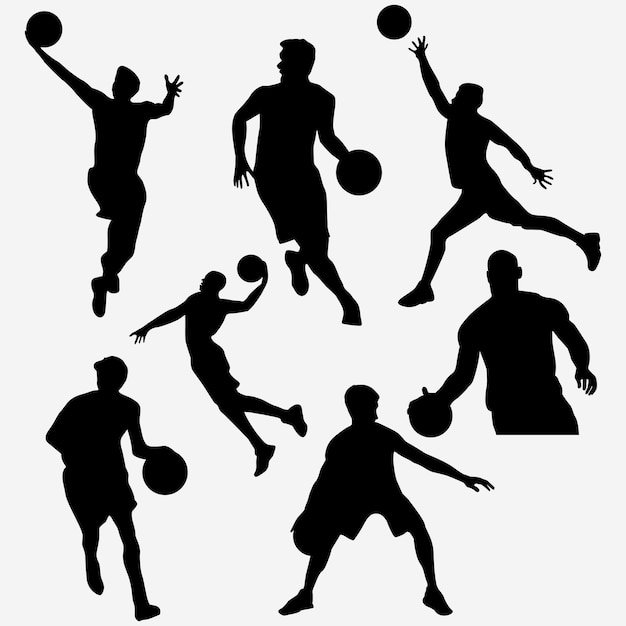 Basketball players silhouettes,Basketball player set