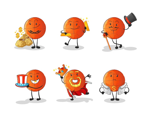 basketball rich character. cartoon mascot vector