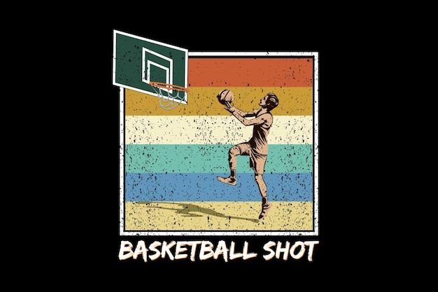 Basketball shot retro design landscape