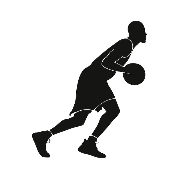 Basketball silhouette player isolated vector silhouette ink drawing