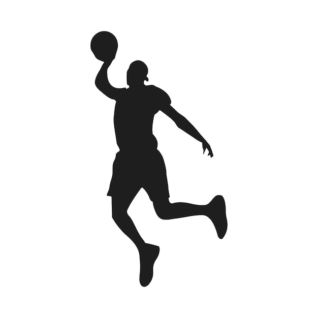 Basketball silhouette player isolated vector silhouette ink drawing