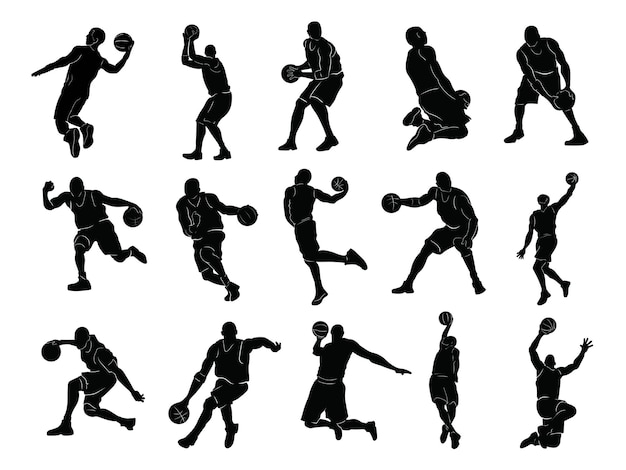 Basketball silhouettes pack of sport silhouettes