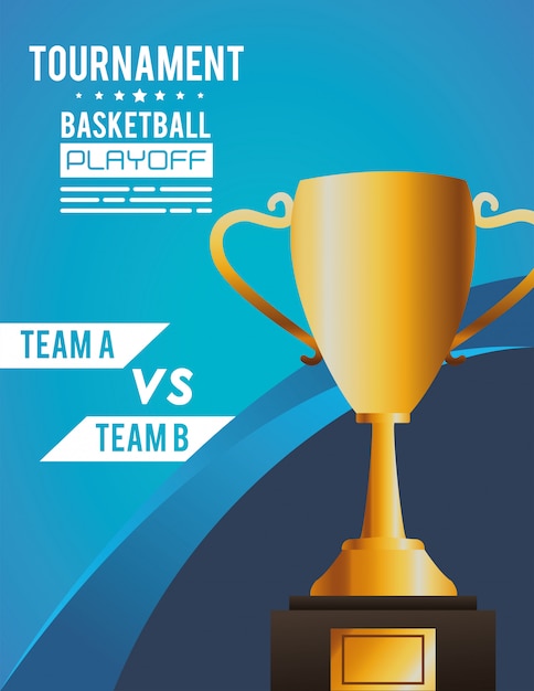 Basketball sport poster with trophy cup