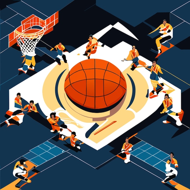 Vector basketball tactics vector illustration