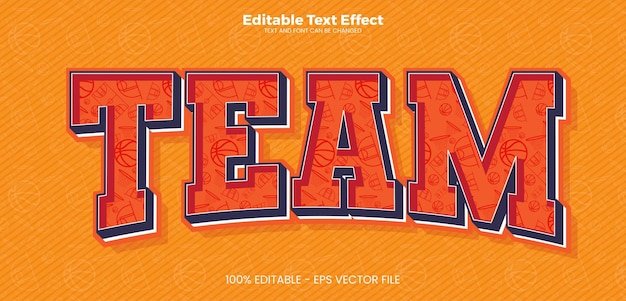 Basketball Team Club Editable text effect in modern trend style