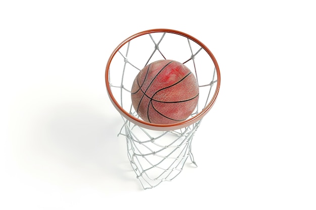 Vector a basketball that has been cut in half and has a net in it