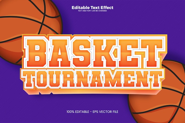 Basketball Tournament Editable text effect in modern trend style