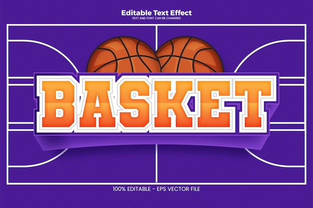 Basketball Tournament Editable text effect in modern trend style