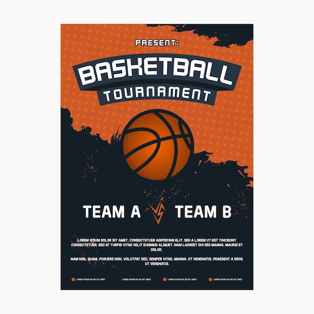 Vector basketball tournament poster template design