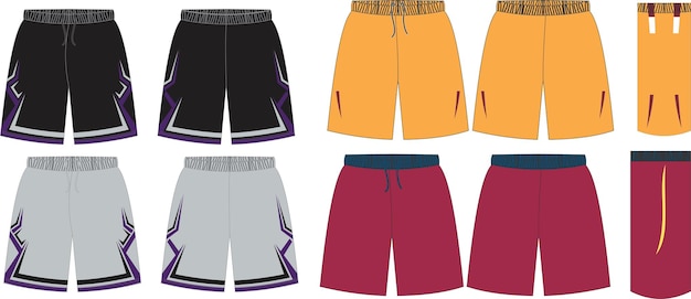 Basketball Uniform Shorts Front and Back View Mock ups Templates