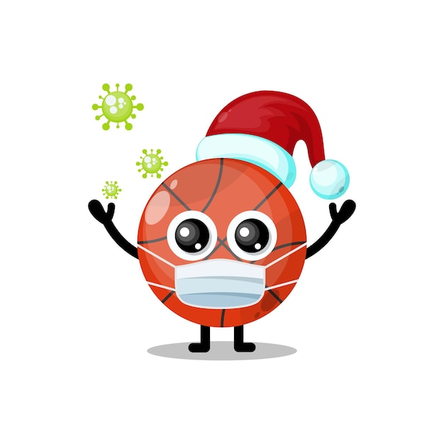 Basketball virus christmas character cute logo