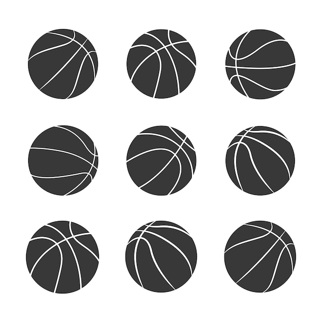 Basketballs silhouettes collection.Basketball sport icon.Element for poster