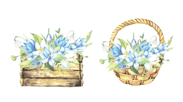 Baskets with flowers