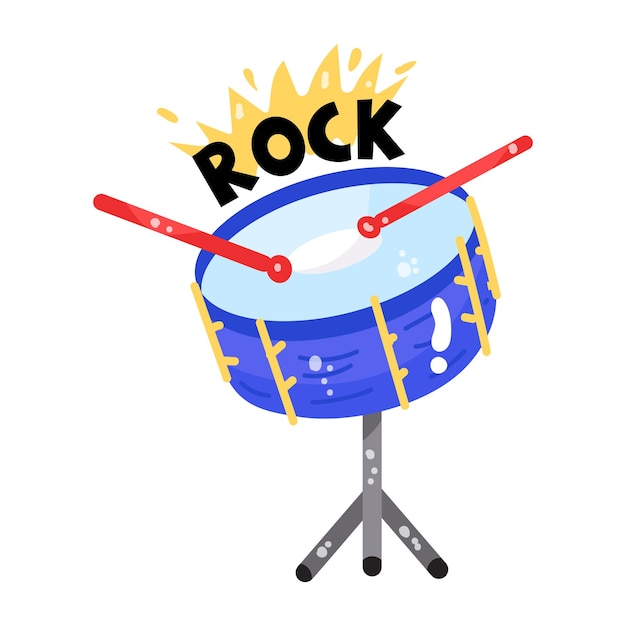 A bass drum icon in flat sticker design