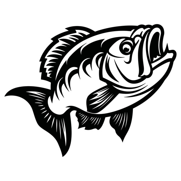 bass fish icons isolated on white background