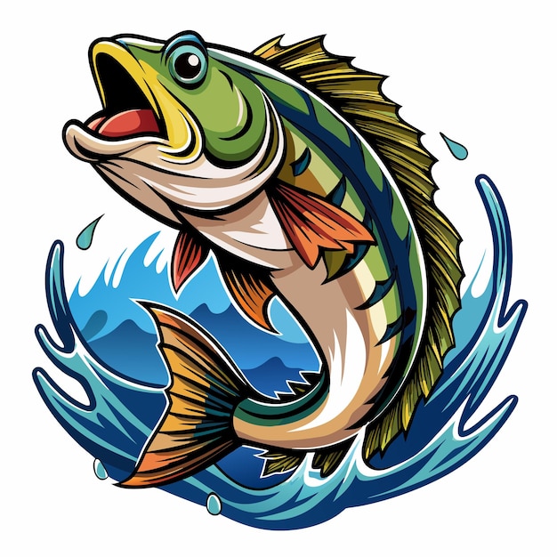 Vector bass fish tshirt design vector art and illustration