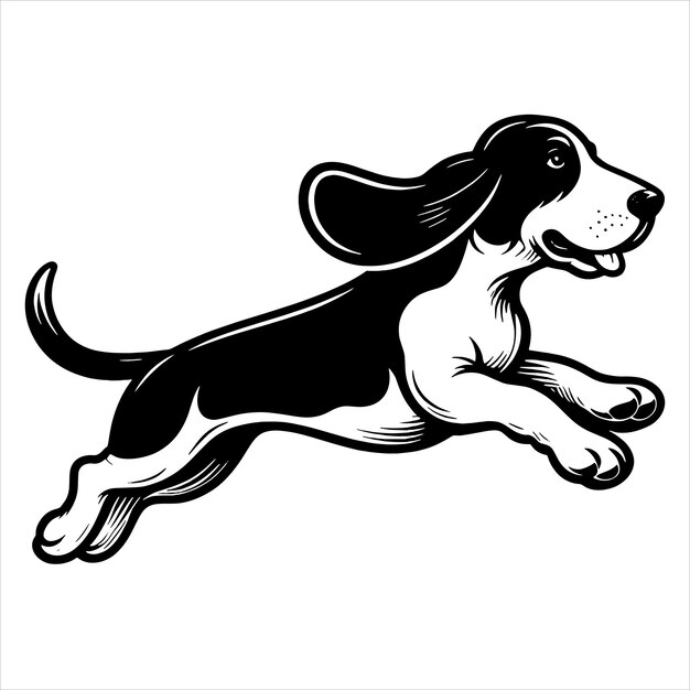 Vector basset hound dog running svg