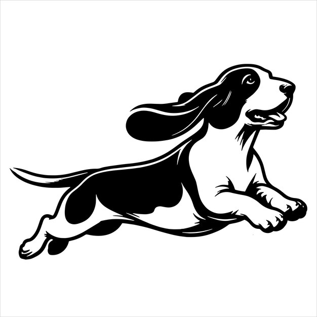 Vector basset hound dog running svg