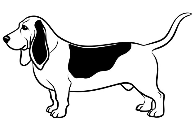 Vector basset hound silhouette vector illustration