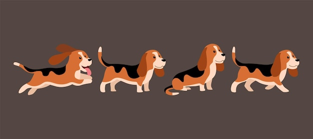 Vector basset hound vector illustration in various styles