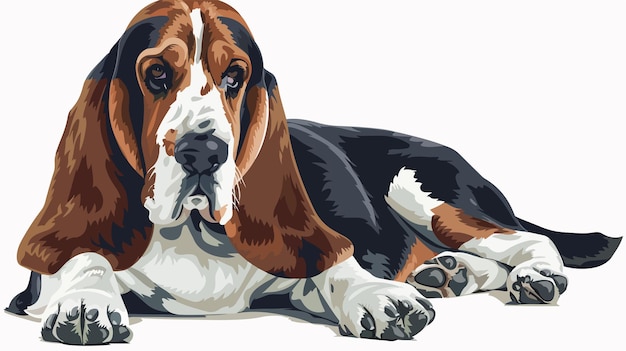 Vector basset hound vector isolated on white background for pet lover design projects