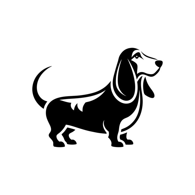 Bassett Hound dog vector silhouette logo design on white background style