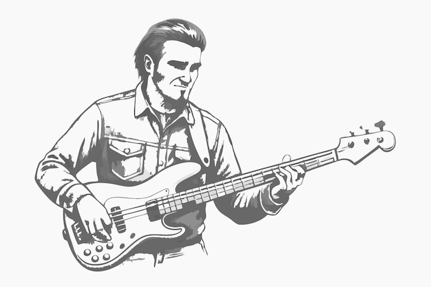 bassist vector graphics illustration EPS source file format lossless scaling icon design