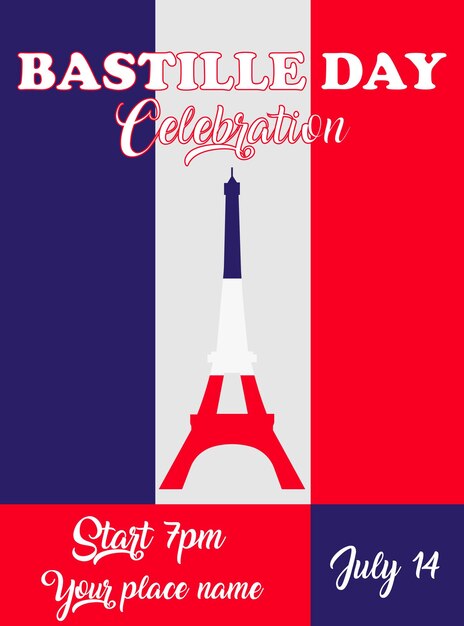 Bastille day party celebration flyer poster social media post design