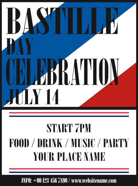 Bastille day party day flyer poster social media post design