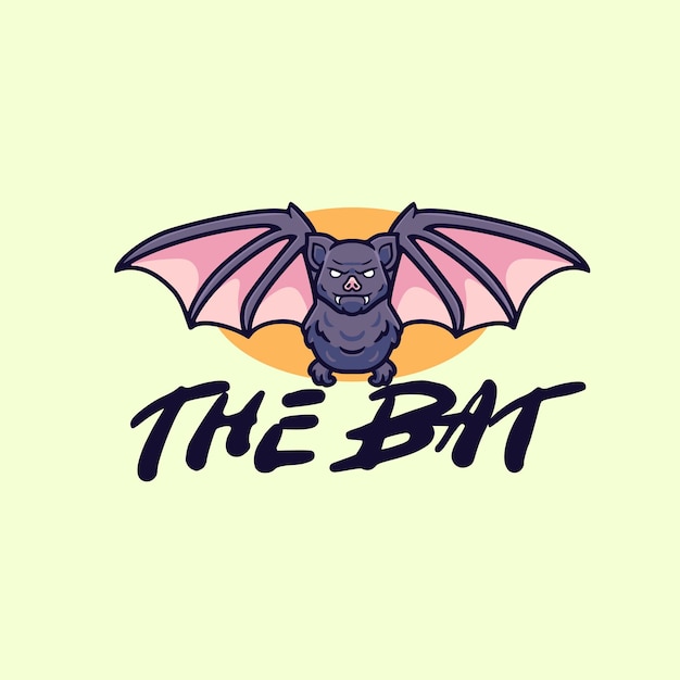 Bat cartoon mascot character logo design