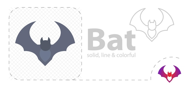 Bat isolated flat illustration Bat line icon