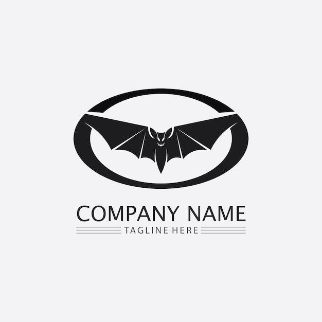 Bat logo animal and vector wings black halloween vampire gothic illustration design bat icon