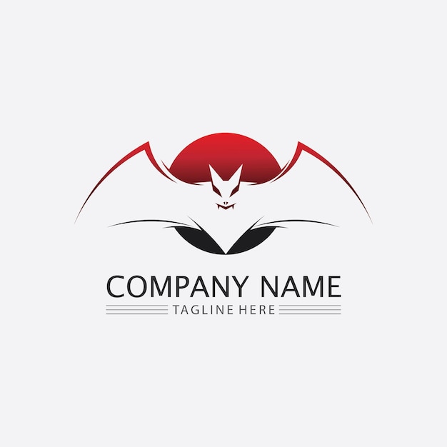 Bat logo animal and vector wings black halloween vampire gothic illustration design bat icon