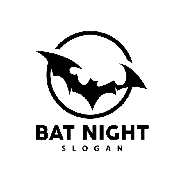 Bat Logo Hanging Bat Animal Vector Hallowen Night Animal Icon Design