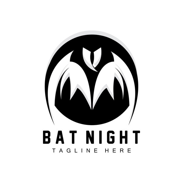 Bat Logo Night Flying Animal Icon Company VectorHalloween Template