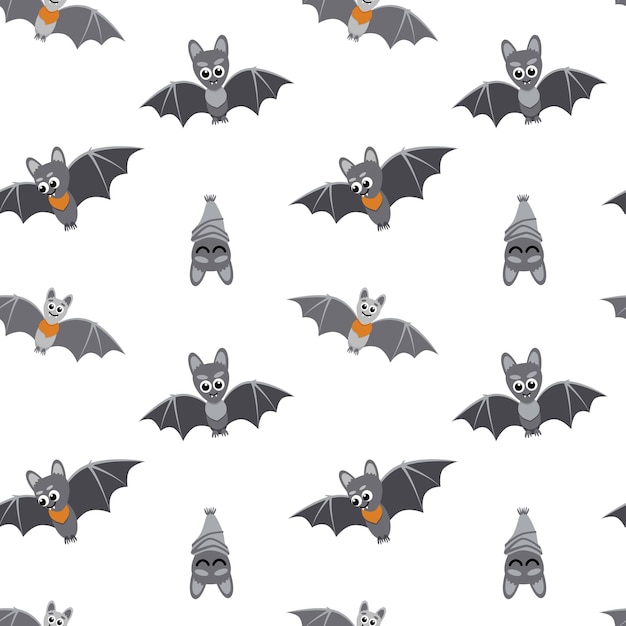 Bat Seamless pattern Halloween background with bats Cartoon flat vector